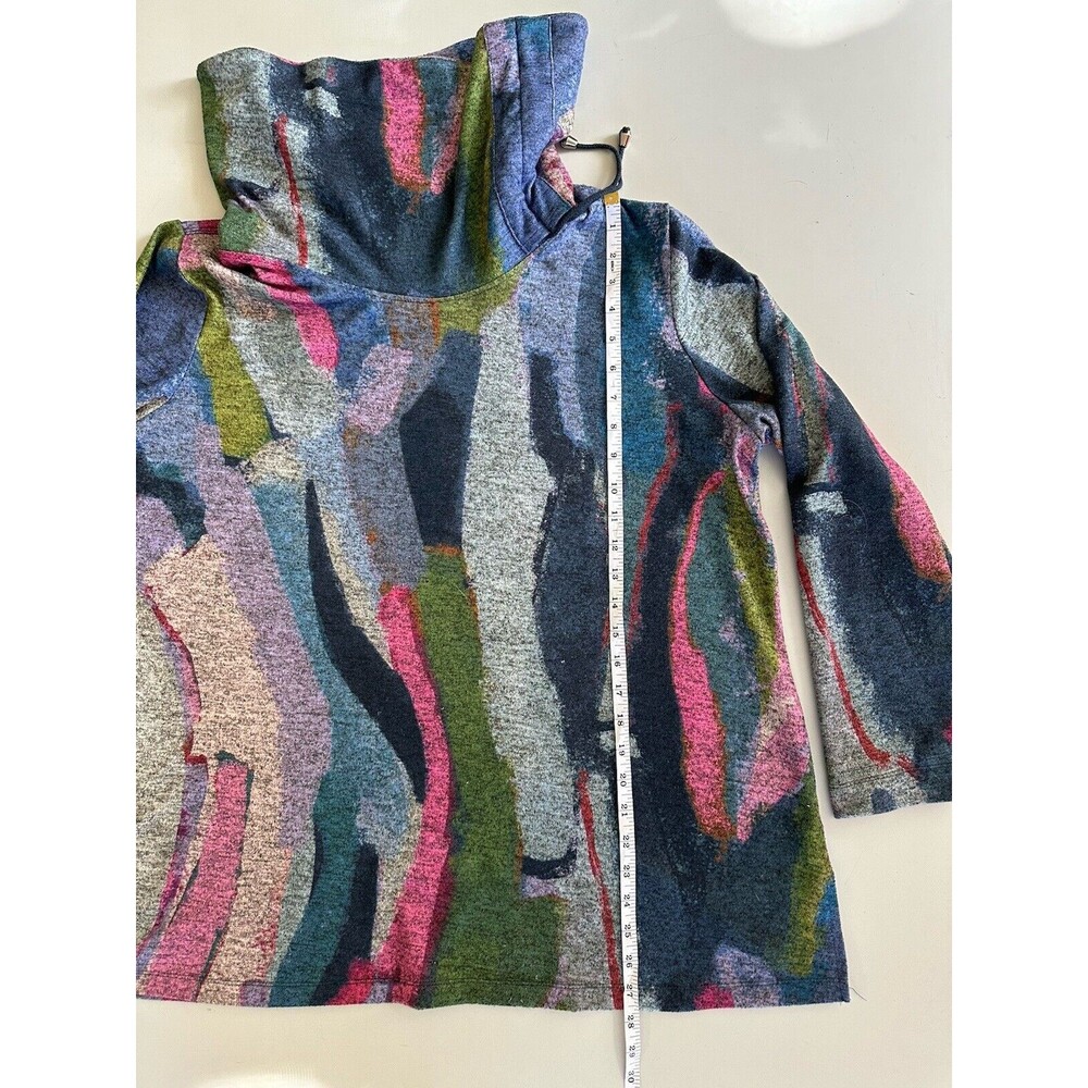 Ali Miles Cowl Funnel Neck Tunic Top Sweater Multicolor Abstract - Size XL - Picture 6 of 11